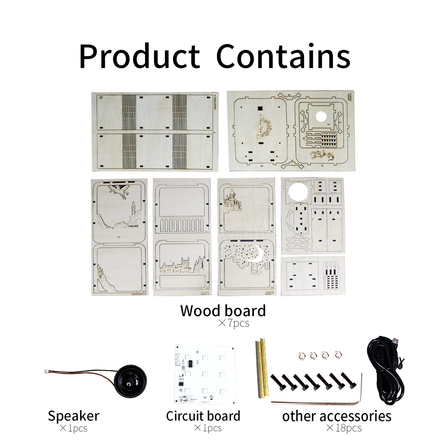 Sales Are Prohibited On The TEMU And SHEIN -MUSIC PARK Music Park 3D Wooden Puzzles Castle Music Box Night Light DIY Crafts Model Kits Birthday And Christmas Gifts