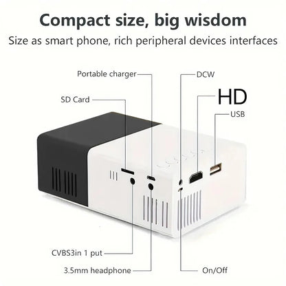 Portable Wired Projector Mobile Phone With Retractable Bracket LED Mini Home Video Equipment 1080P HD Screen USB&SD&AV&Hd
