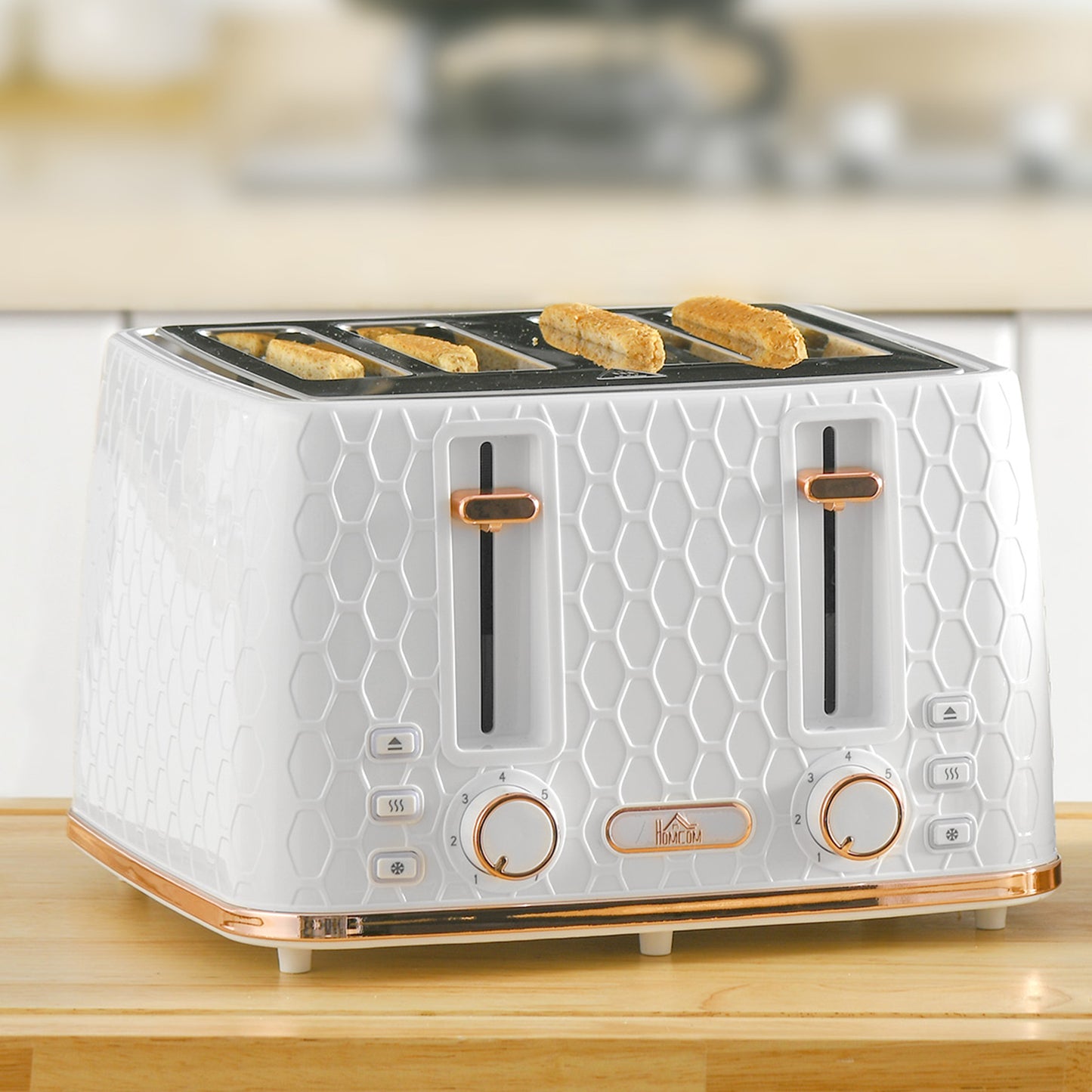 Four-Slice Honeycomb Toaster - White