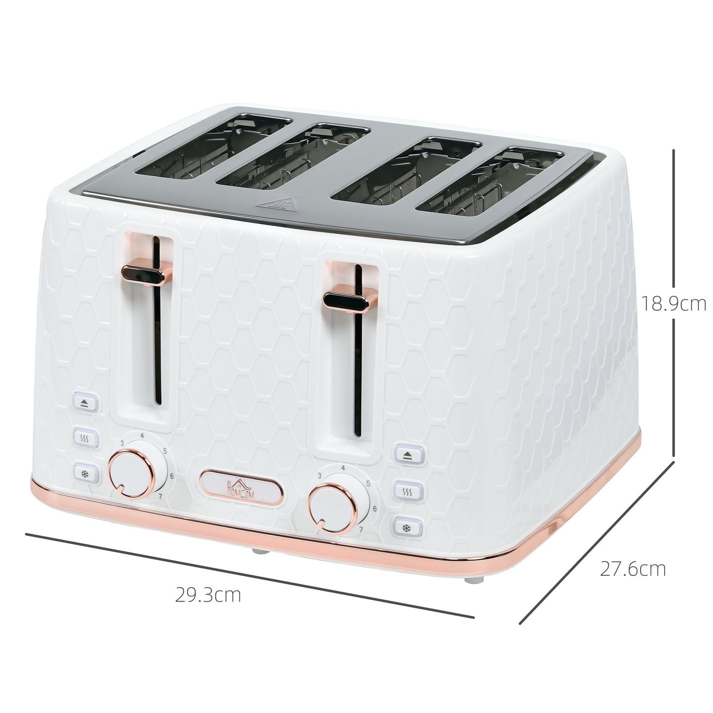 Four-Slice Honeycomb Toaster - White