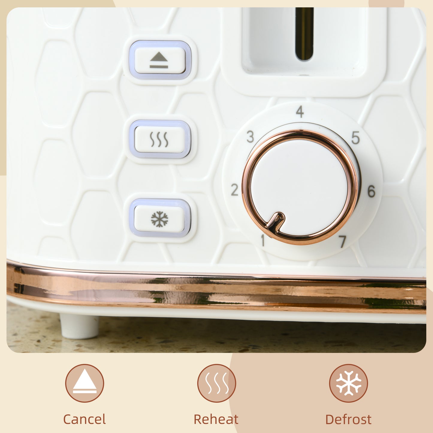 Four-Slice Honeycomb Toaster - White