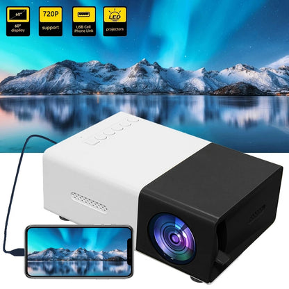 Portable Wired Projector Mobile Phone With Retractable Bracket LED Mini Home Video Equipment 1080P HD Screen USB&SD&AV&Hd