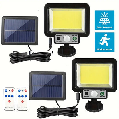 2pcs Solar Street Light, Solar Power PIR Motion Sensor Wall Light, 3 Lighting Modes 117COB Wall