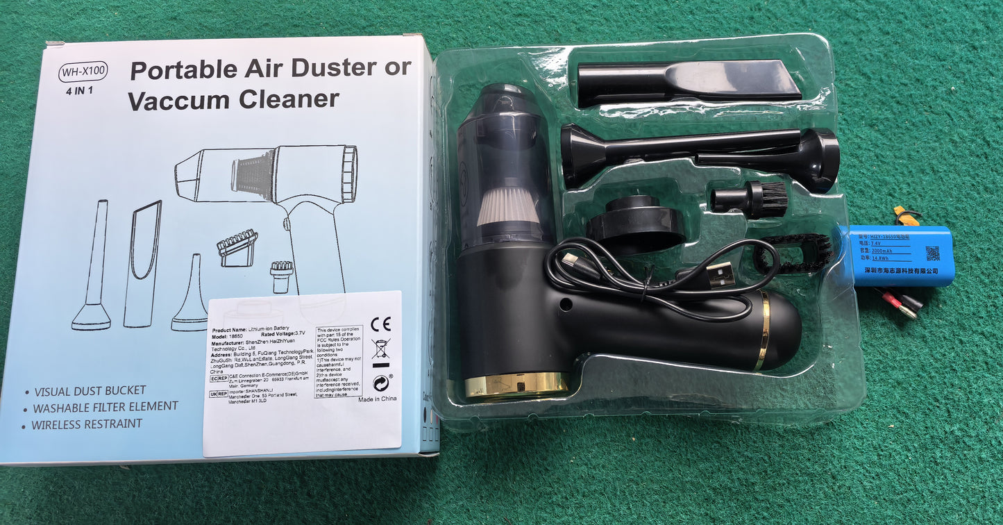 Vacuum Cleaner And Air Duster For Cars, Homes, Offices And Pets, High-power, Multi-nozzle Handheld Car Vacuum Cleaner.