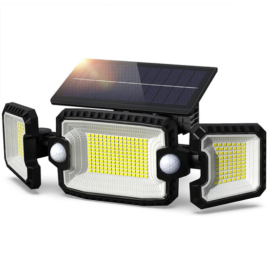 1pc 305 LED Solar Light Outdoor, Dual Induction PIR Motion Sensor Flood Light, Solar Power Wall Lam