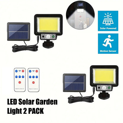 2pcs Solar Street Light, Solar Power PIR Motion Sensor Wall Light, 3 Lighting Modes 117COB Wall