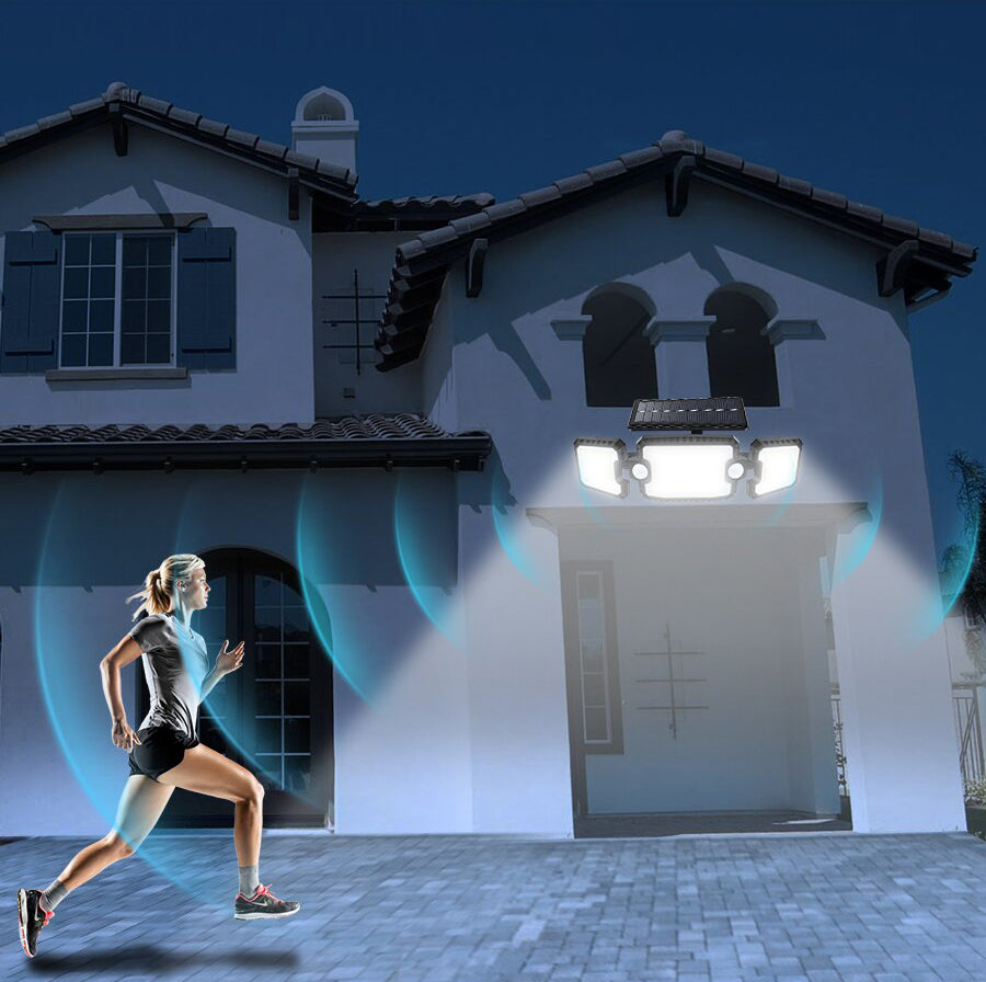 1pc 305 LED Solar Light Outdoor, Dual Induction PIR Motion Sensor Flood Light, Solar Power Wall Lam