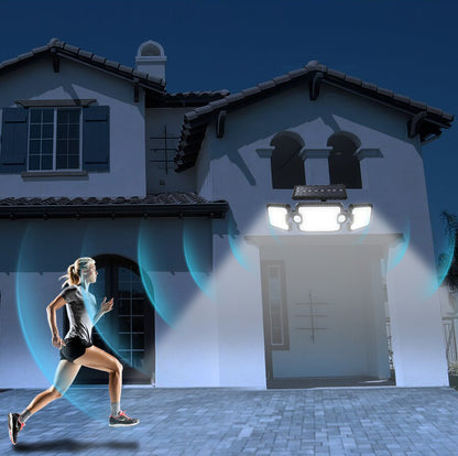 1pc 305 LED Solar Light Outdoor, Dual Induction PIR Motion Sensor Flood Light, Solar Power Wall Lam