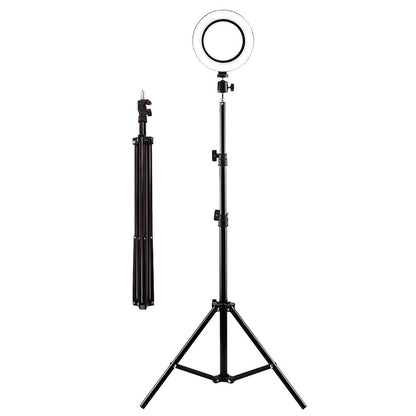 10 Inch Led Selfie Light Height Adjustable Protable Ring Lamp Tricolor Dimming 10-Level Brightness Professional Beauty Ringlight 360 Degree Rotatable Illumination Angle