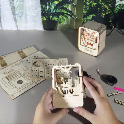 Sales Are Prohibited On The TEMU And SHEIN -MUSIC PARK Music Park 3D Wooden Puzzles Castle Music Box Night Light DIY Crafts Model Kits Birthday And Christmas Gifts