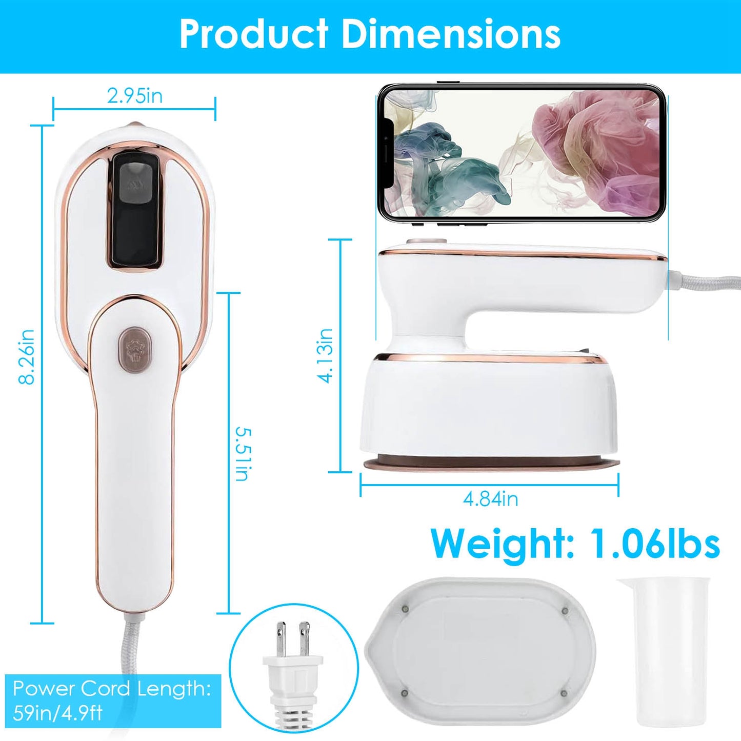 One Thousand W Portable Handheld Steamer For Hang Flat Ironing Travel Garment Steamer With 180 Degree Rotatable Handle 10S Fast Heating Clothing Wrinkles Remover For Home Office Travel