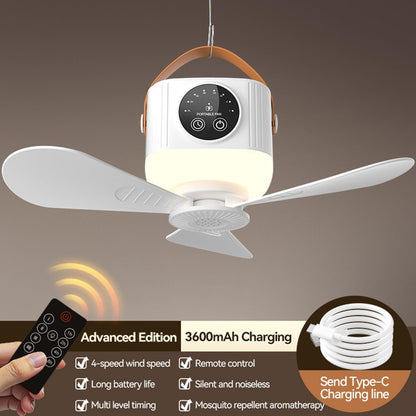 Multi-Function Portable Fan With 3600mAh Battery, LED Light, Mosquito Repellent & Remote Control